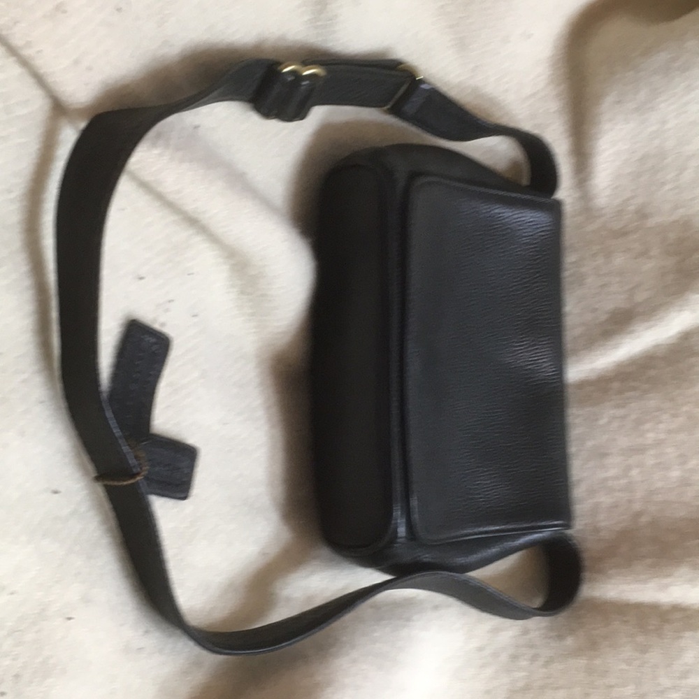 Vintage, loved, black coach bag, textured leather